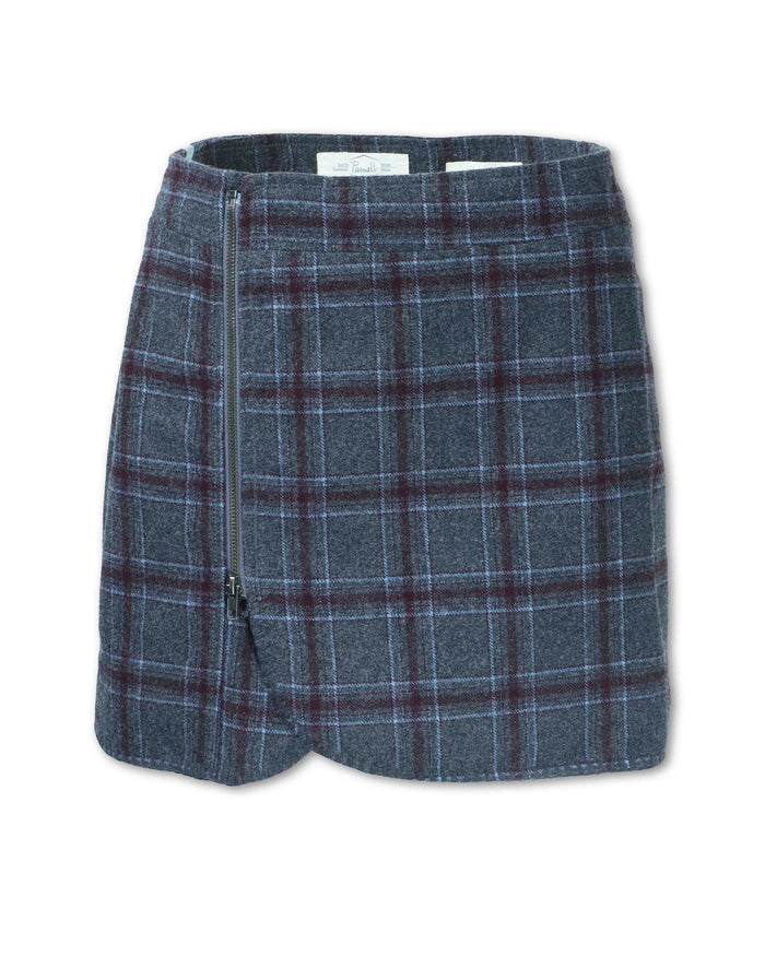 WOMEN'S PLAID WOOL ZIP SKIRT