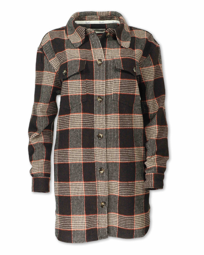 WOMEN'S WOOL BLEND PLAID SHIRT JACKET