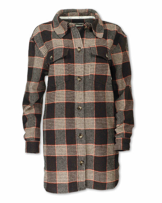 WOMEN'S WOOL BLEND PLAID SHIRT JACKET