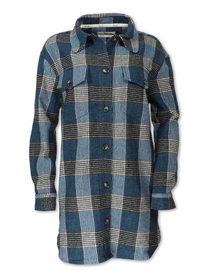 WOMEN'S WOOL BLEND PLAID SHIRT JACKET