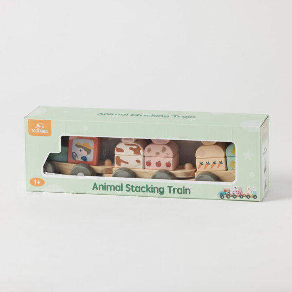 Wooden Farm Animal Stacking Train
