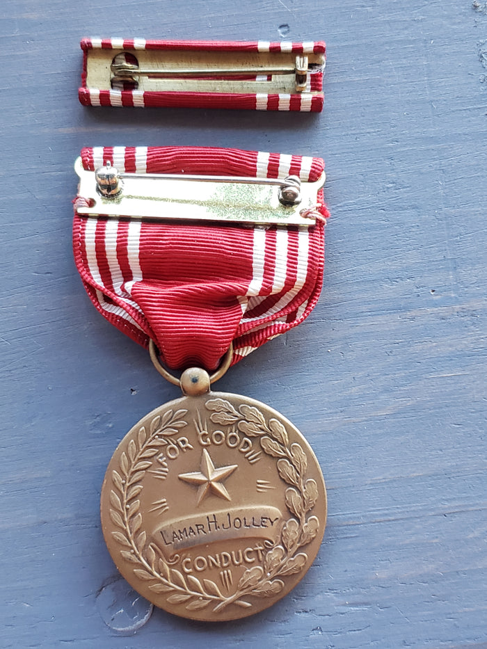 WWII Good Conduct Metal ribbon and Bar