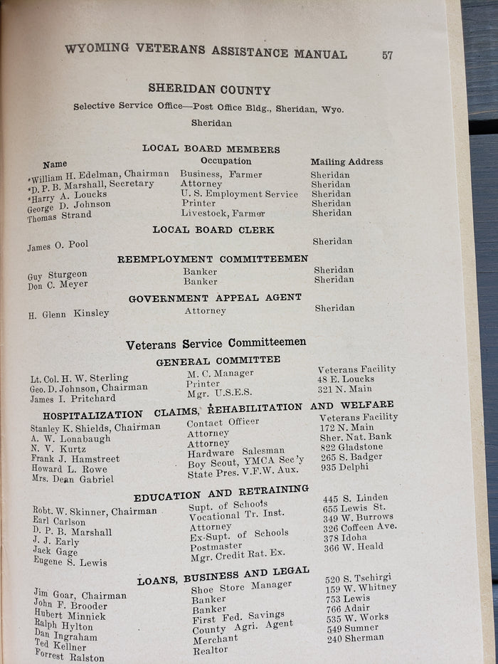Wyoming Veteran's Assistance Manual (1945)