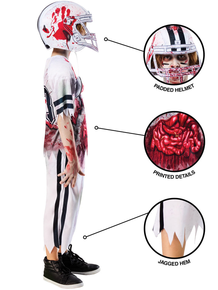 Zombie American Footballer Kids Costume