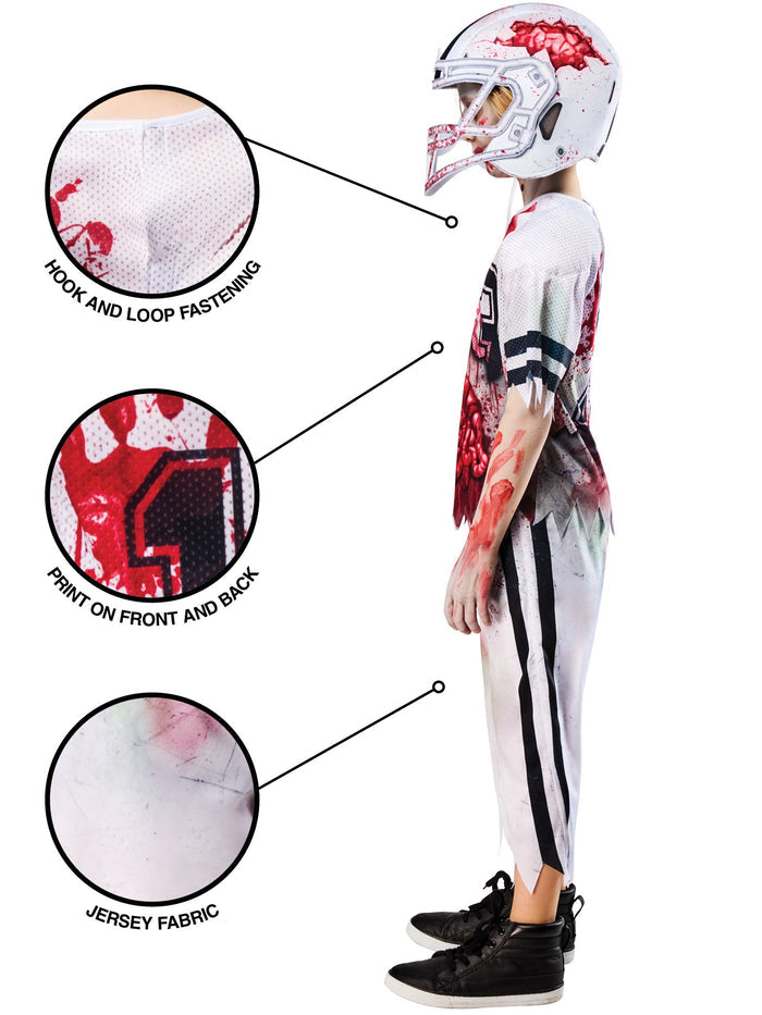 Zombie American Footballer Kids Costume