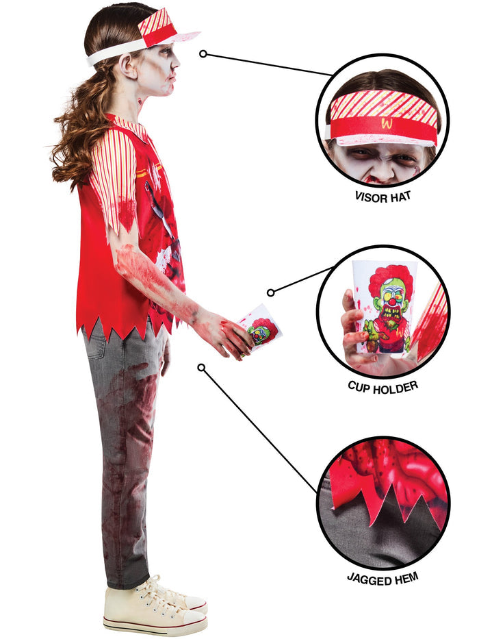 Zombie Burger Worker Kids Costume