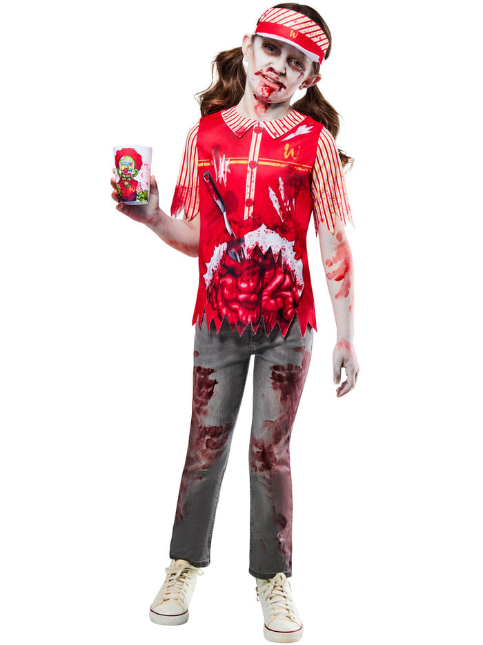 Zombie Burger Worker Kids Costume