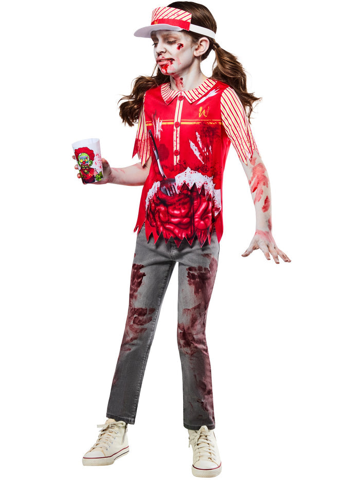 Zombie Burger Worker Kids Costume