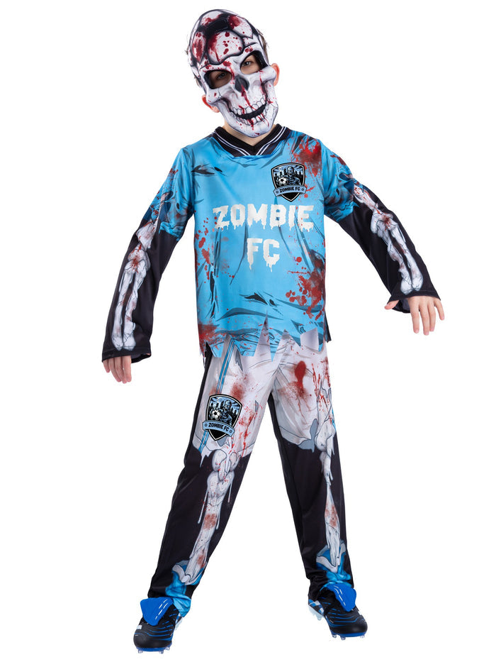 Zombie FC Footballer Skeleton Costume, Blue