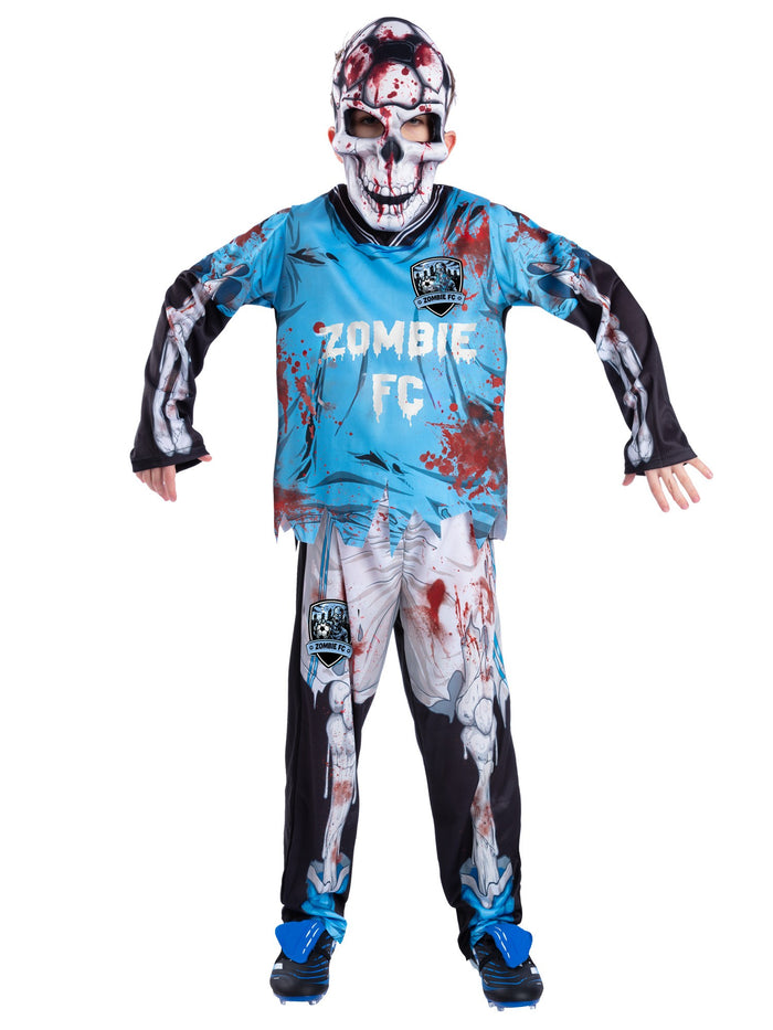 Zombie FC Footballer Skeleton Costume, Blue