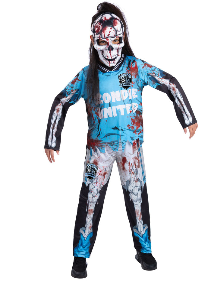 Zombie FC Footballer Skeleton Costume, Blue