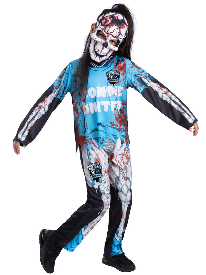 Zombie FC Footballer Skeleton Costume, Blue
