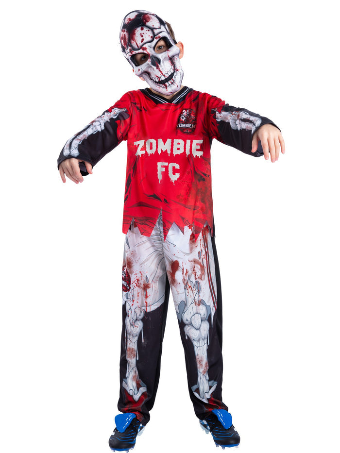 Zombie FC Footballer Skeleton Costume, Red