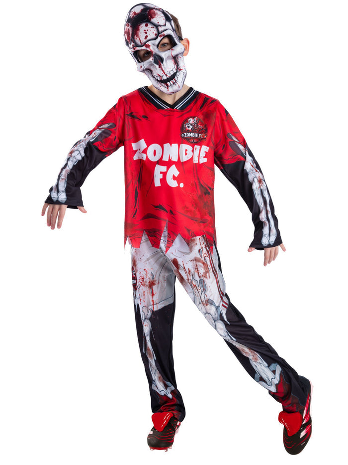 Zombie FC Footballer Skeleton Costume, Red