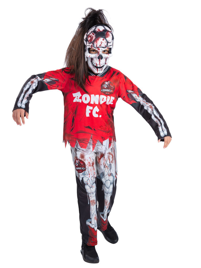 Zombie FC Footballer Skeleton Costume, Red